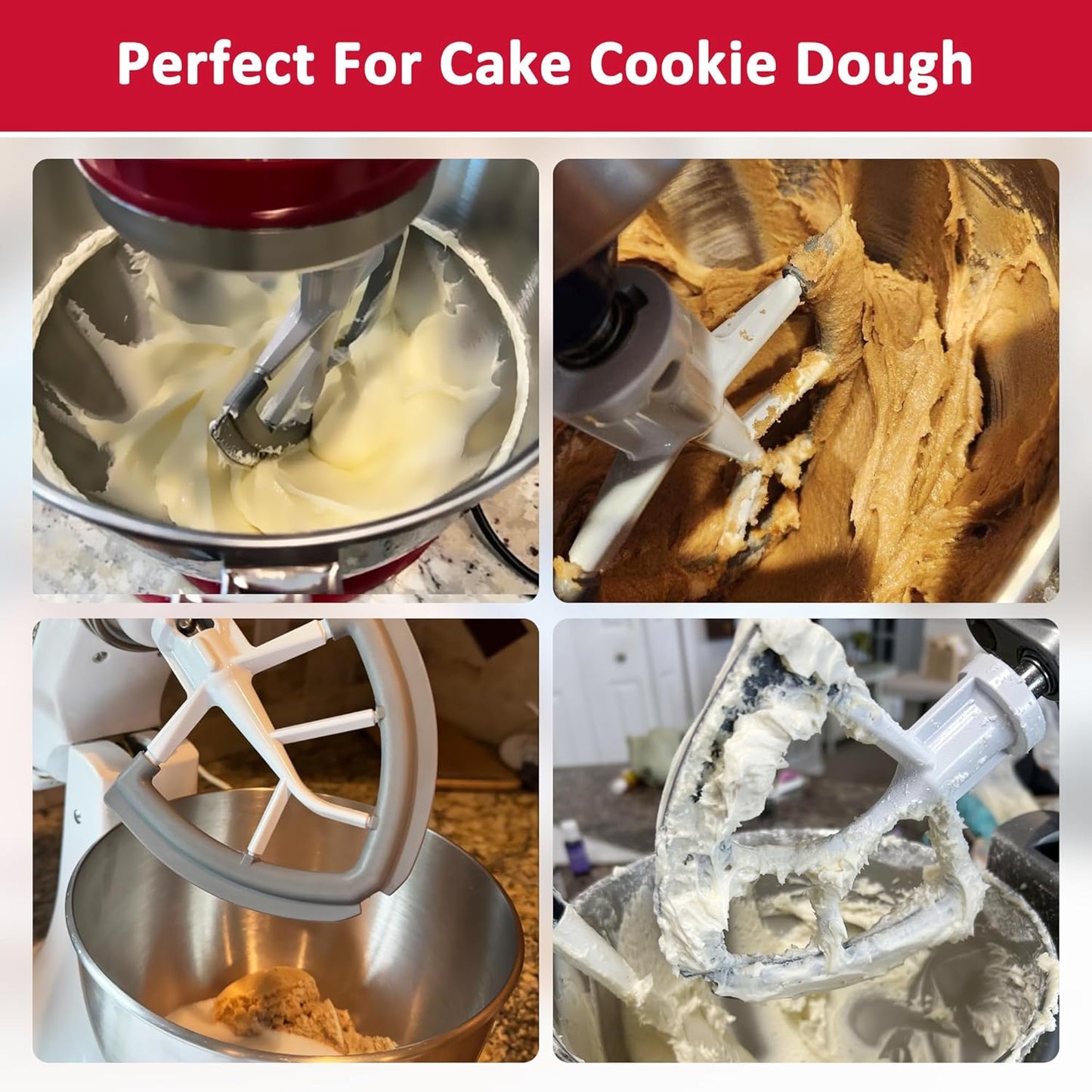 Flex Edge Beater for KitchenAid 4.5/5 Qt Tilt-Head Stand Mixer – Auto-Scrape Silicone Paddle, Dishwasher Safe, Flexible Silicone Edges Bowl Scraper For Kitchen Aid Accessories and Attachments (Grey)