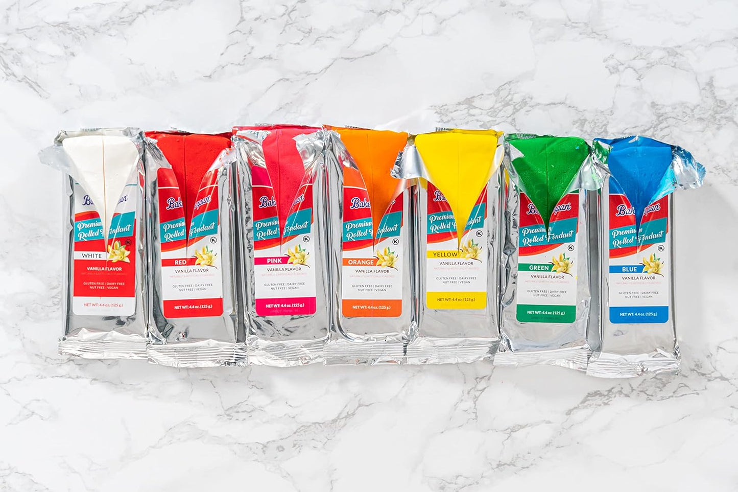 Bakerpan Premium Rolled Yellow Fondant for Cake Decorating - 1 Pound, Vanilla Flavor