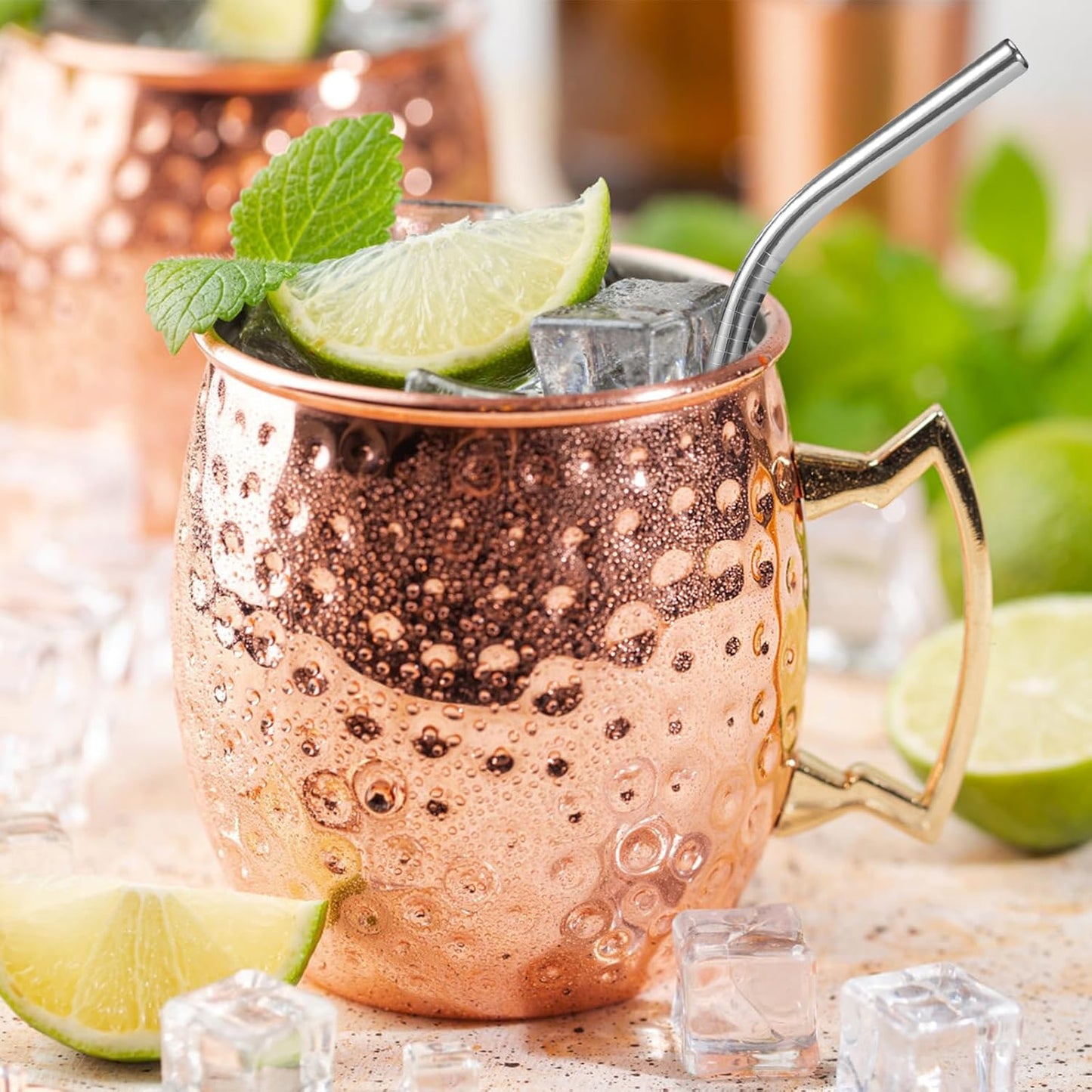 [10 Pcs] 6 Inch Metal Drinking Straws - 0.24" Diameter 304 Stainless Steel Straw for Cocktail Coffee Margaret, 5 Bent 5 Straight Reusable Short Straws for Kitchen,Home Bar,Party