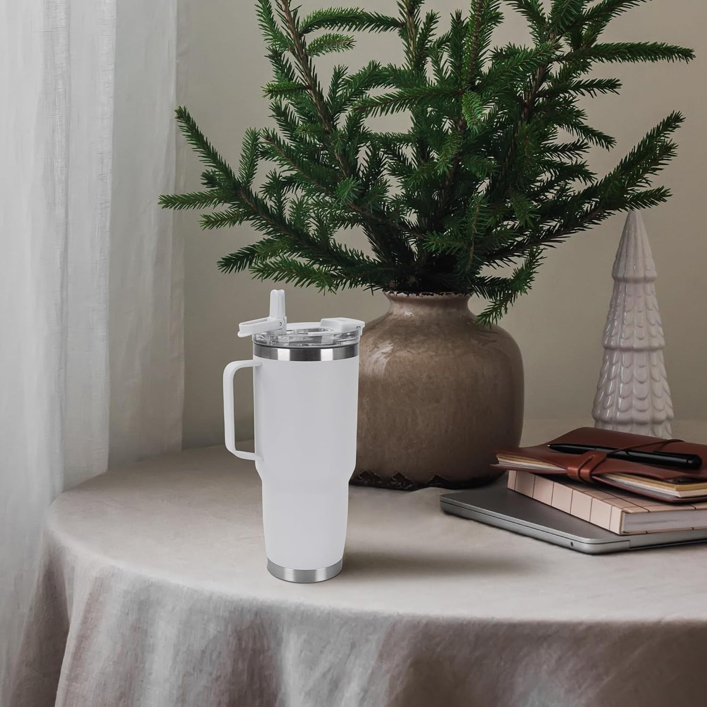 HASLE OUTFITTERS 30oz Tumbler Bulk with Handle, Insulated Travel Coffee Mug Set with Handle Leak-Proof Double Wall Stainless Steel Vacuum Tumblers Pack Metal Cup for Hot and Cold Drink