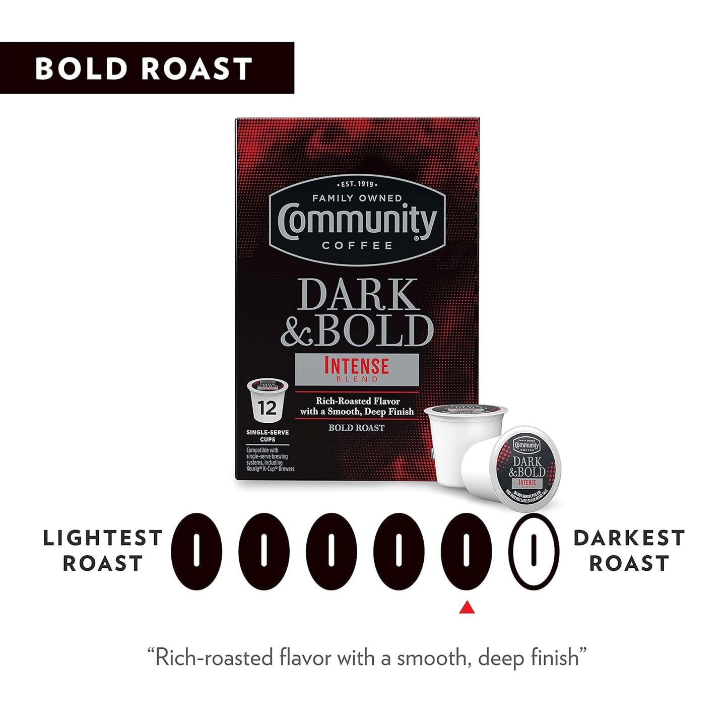 Community Coffee Dark & Bold Intense Blend 24 Count Coffee Pods, Compatible with Keurig 2.0 K-Cup Brewers, 24 count (Pack of 1)