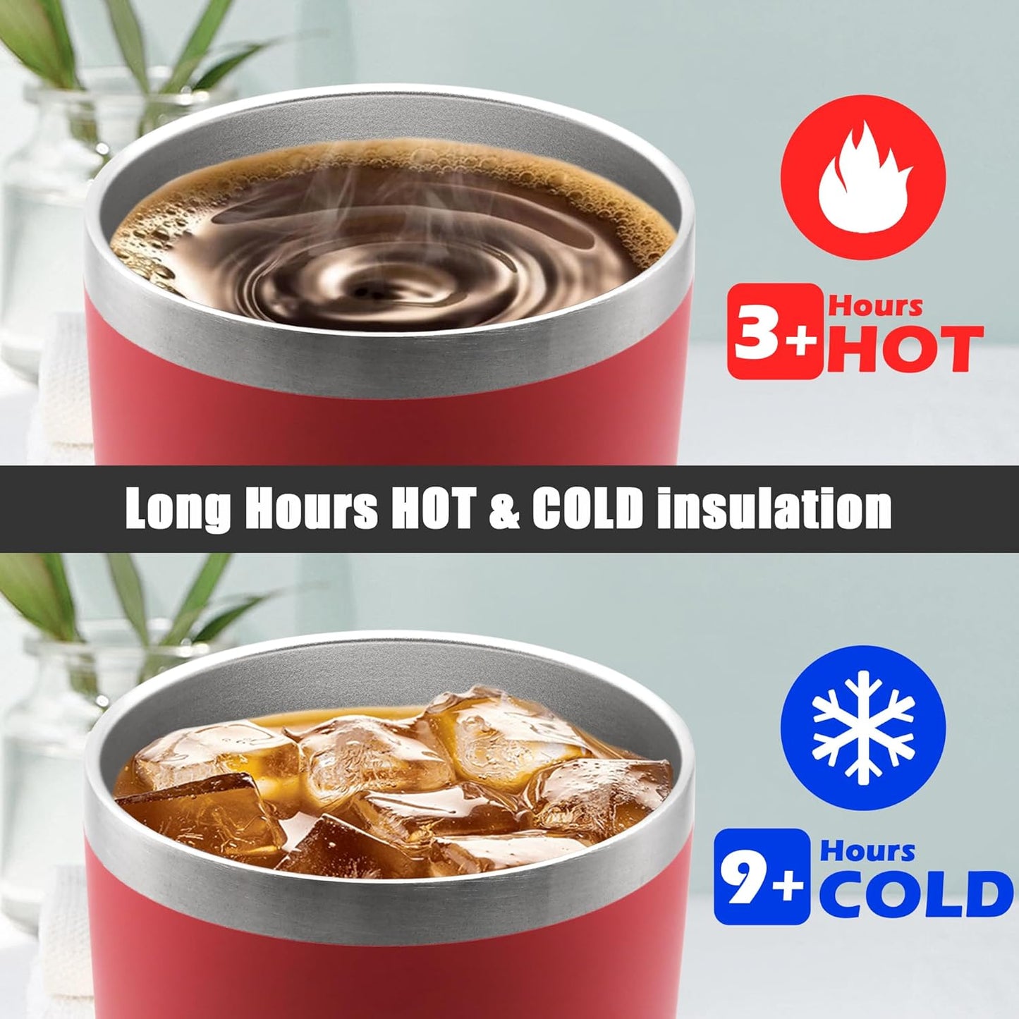 20 oz Tumbler Coffee Tavel Tumblers Bulk with Lid Stainless Steel Double Wall Vacuum Insulated Mug Powder Coated Cups fit Car Cupholder for Hot and Cold - Red, 12Pack