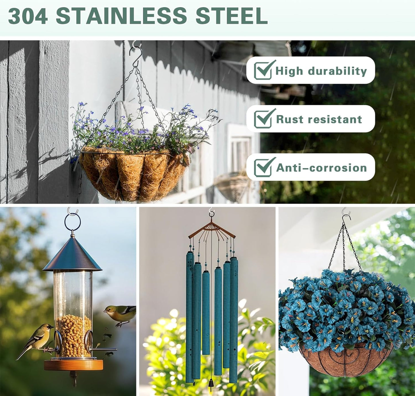 125 Pcs Screw Hooks in 5 Sizes – Cup Hooks for Hanging Plants, Mugs, Lights, and Ceiling Storage (Silver)