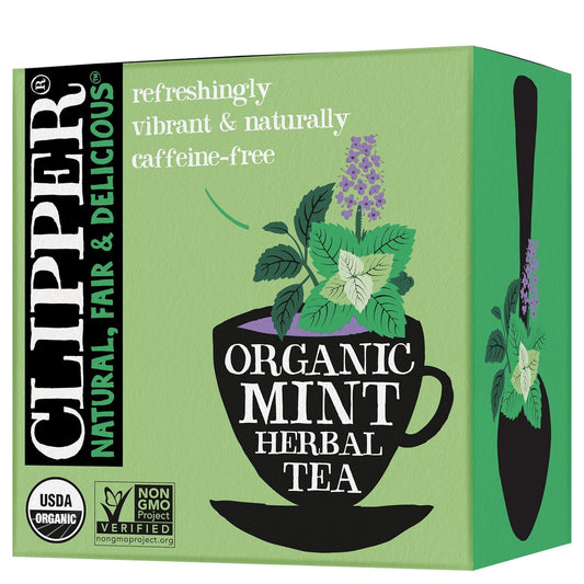 Clipper Tea Mint Herbal Teabags – Caffeine Free, USDA Organic, Great Hot or Iced – Refreshing, Natural, Fair & Delicious – 50 Tea Bags