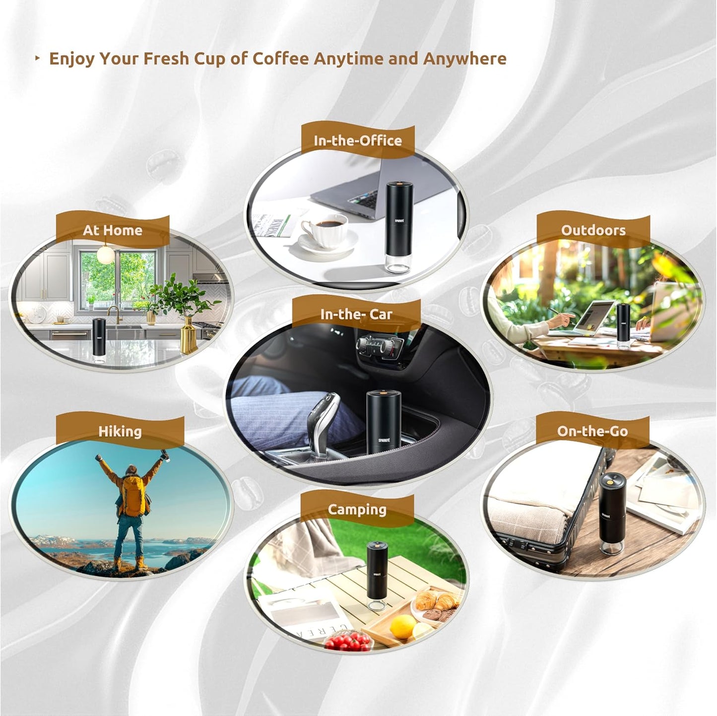 Portable Electric Coffee Grinder, Rechargeable Handheld Grinder with Stainless Steel Conical Burr, Adjustable Grind Settings, for Espresso, Moka, Pour Over, French Press, Cold Brew, Obsidian