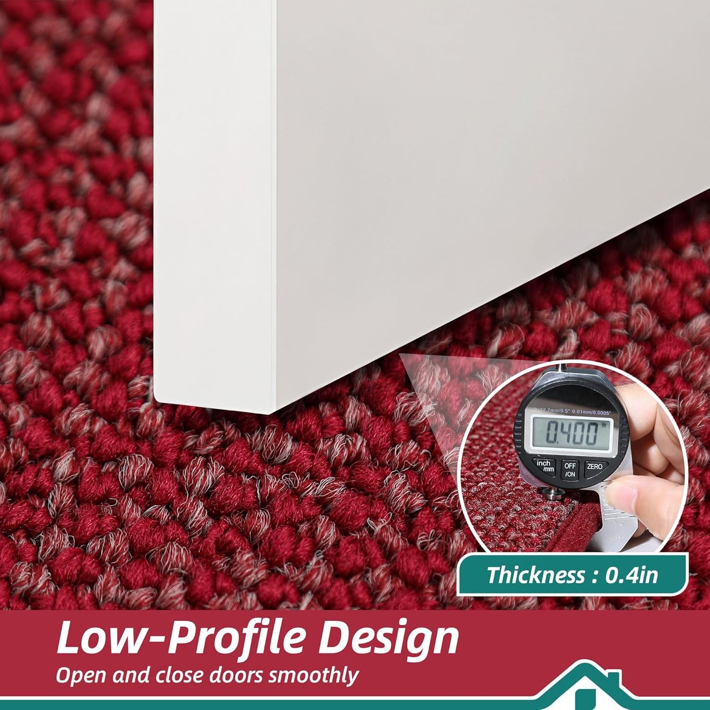 BEQHAUSE Dirt Trapper Door Mat 24" x 36", Non-Slip Washable Doormats Entrance Mat, Dirt Resistant and Absorbent Welcome Mat, Low Profile Floor Mats for Front Back Door and Entryway, Red