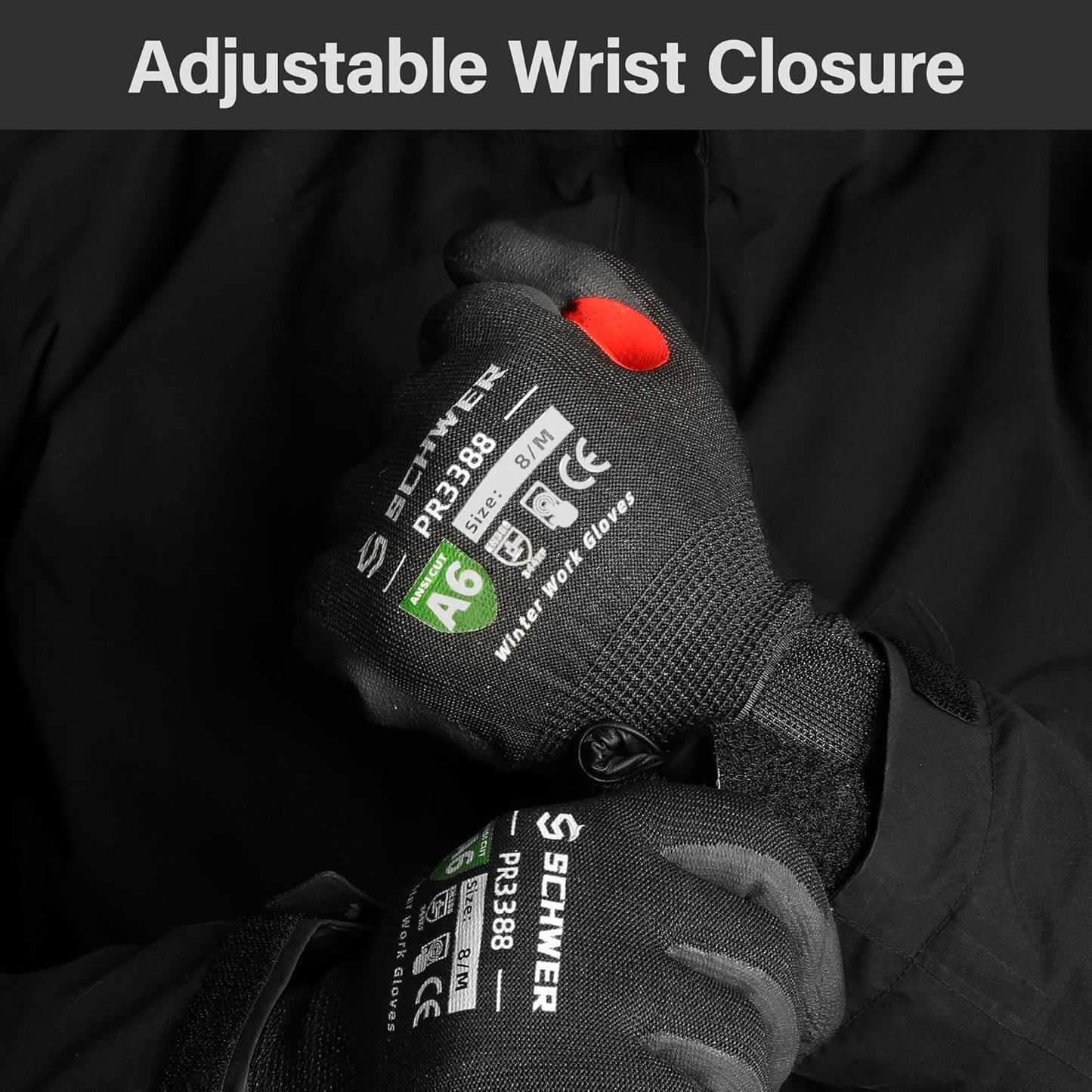 FreezeGuard Winter Work Gloves for Men and Women, ANSI A6 Cut Resistant Gloves With Super Grip, Freezer Glove for Work, Touchscreen, Thermal Insulated, Non PFAS, PR3388, Black Knight (M, 2 Pairs)