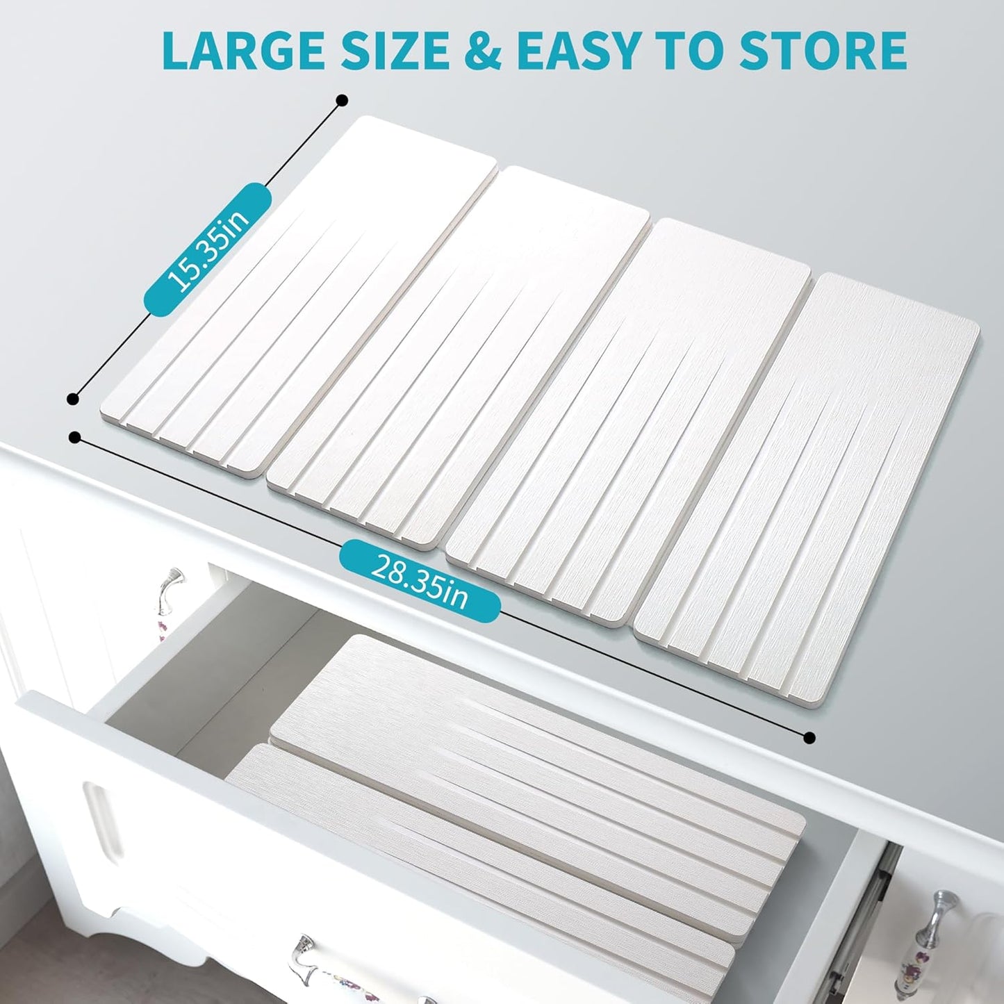 Extral Large Quick Dry Stone Drying Mat for Kitchen Counter,28x16 Inch Collapsible Eco-Friendly Absorbent Diatomaceous Earth Mat for Dishes Cups (White-Upgraded Version, 16x12 inch)