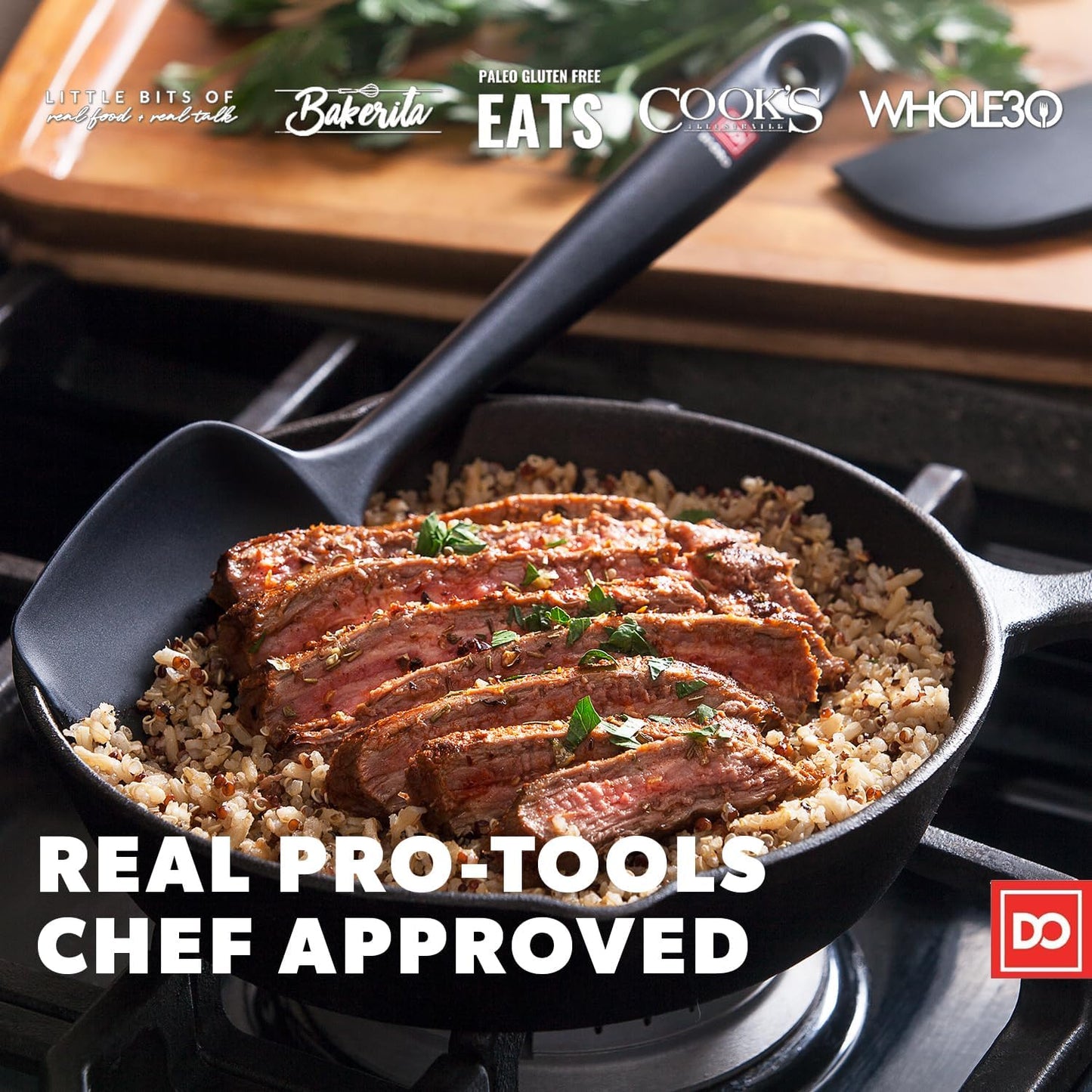 DI ORO Silicone Spatula Set - Rubber Kitchen Spatulas for Baking, Cooking, & Mixing - 600°F Heat-Resistant & BPA Free Silicone Scraper Spatulas for Nonstick Cookware - Dishwasher Safe (3pc, Black)