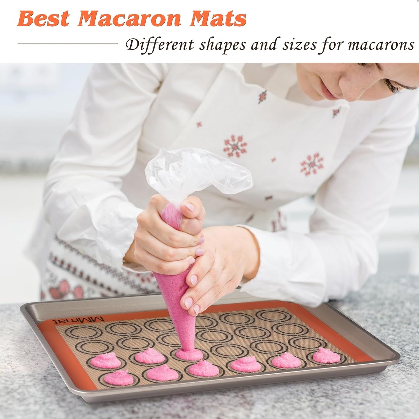Silicone Baking Mats - Best German Silicone - Non Slip Silicone Baking Sheet, Non Stick Reusable Silicone Mats for Baking, Oven Liner, Counter Mat - 2 Half Sheets Cookie Baking Mats