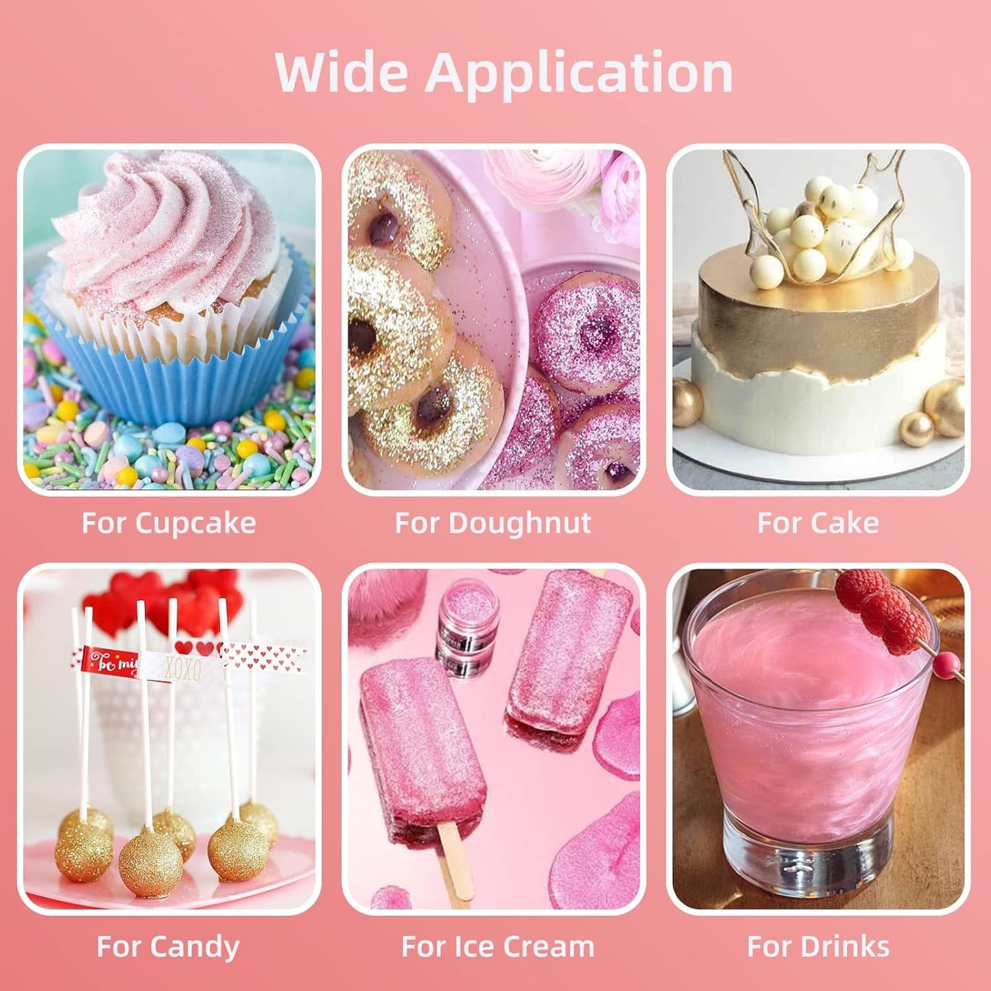 Edible Glitter Spray - 3/4oz Luster Dust Edible Food Grade Glitter Shimmer Dust Powder for Cocktails, Drinks, Cake Decorating - Metallic Food Coloring Powder for Wine, Candy, Cookie, Icing (Black)