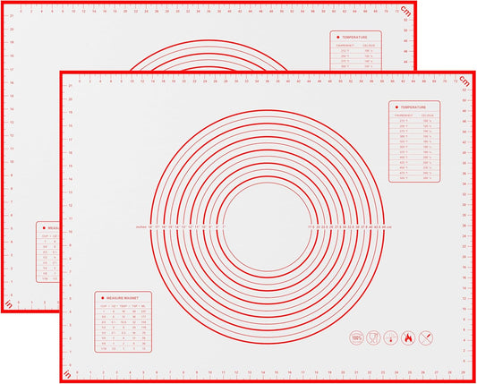 BlueBark 2 PCS - 24"L x 24"W Non-stick Silicone Baking Mat for Pastry & Dough, Sourdough Bread Making Tools, Kitchen Counter, Cooking Enthusiasts