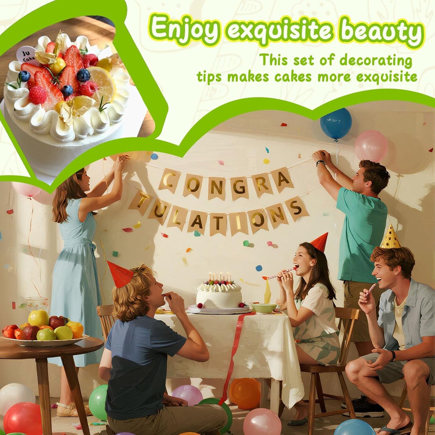 Suuker 3 Pieces Russian Piping Tips Set,V-shaped Wave Cake Decorating Nozzles Tips Piping Kit for Pastry Cupcakes Cakes Cookies Decorating Stainless Steel Kitchen Gadgets