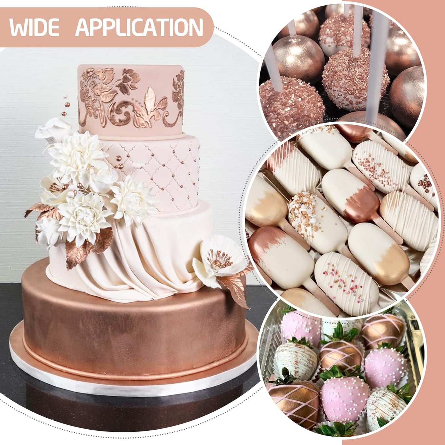 Edible Glitter Spray - 3/4oz Luster Dust Edible Food Grade Glitter Shimmer Dust Powder for Cocktails, Drinks, Cake Decorating - Metallic Food Coloring Powder for Wine, Candy, Cookie, Icing (Rose Gold)