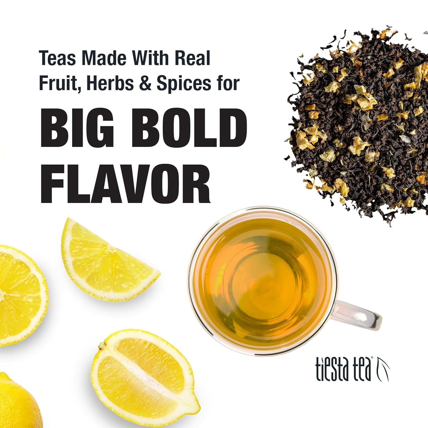Tiesta Tea - Lemon Black Tea, Loose Leaf, Lemon Citrus Black, Premium High Caffeinated Blends, Make Hot or Iced, Brews Up to 200 Cups, 16 Ounce Resealable Bulk Pouch
