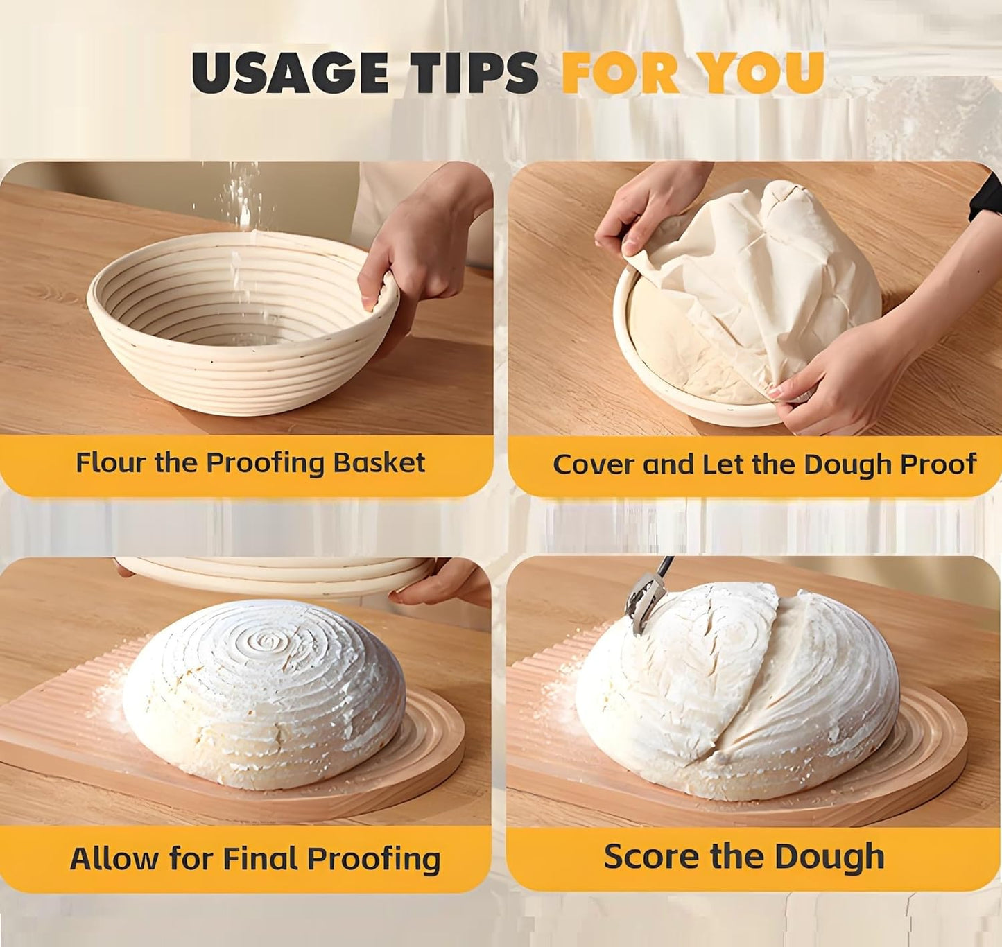 Sourdough Bread Baking Supplies, Bakery Premium Round Banneton Basket 2 Pack with Liner - Perfect Brotform Proofing Basket for Making Beautiful Bread