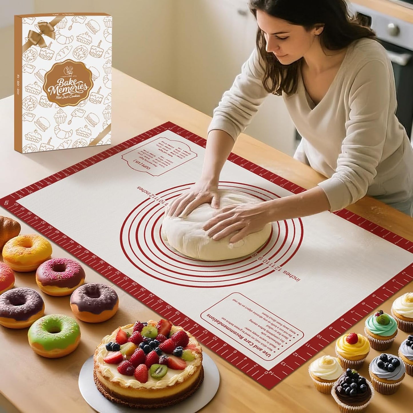 Silicone Baking Mat,Non Stick Pastry Dough Mat for Rolling, Macarons Baking Mat, Pie Crust Bread Pizza Mat, Counter Mat