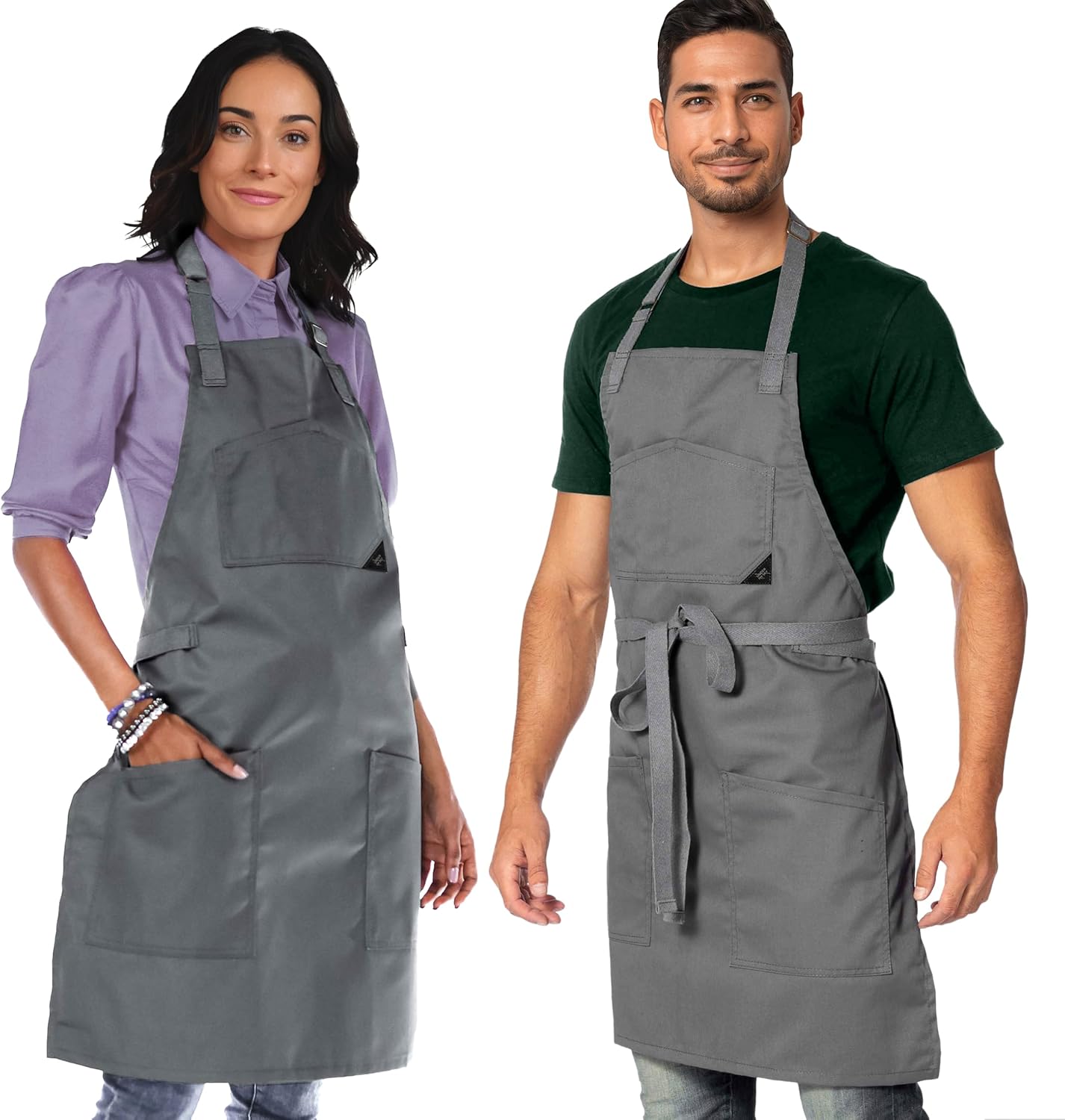 Under NY Sky Chef Apron – Professional Gray Twill – Cotton Straps - Smart Pockets - Adjustable for Men and Women – Pro Chef, Cook, Kitchen, Baker, Barista, Bartender, Server Aprons