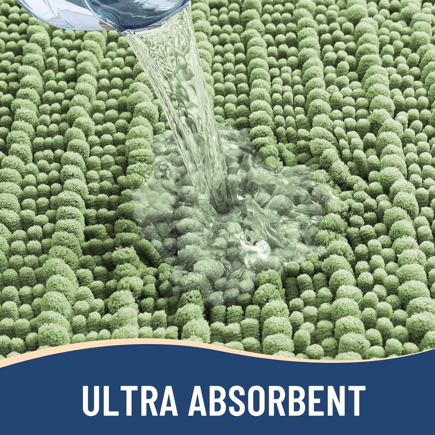 Arotive Luxury Chenille Bathroom Rug Mat, Extra Soft Thick Absorbent Shaggy Bath Rugs, Non-Slip Machine Wash Dry, Plush Bath Mats for Bathroom, Shower and Tub, 40x32, Sage Green