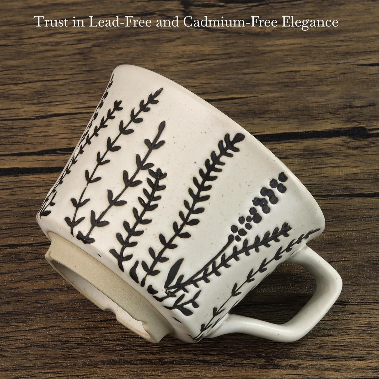 Ceramic Coffee Mug, 12 oz Novelty Unique Teacup with Large Handle, Stoneware Cup for Tea Mocha Latte Cappuccino Espresso (Grass)