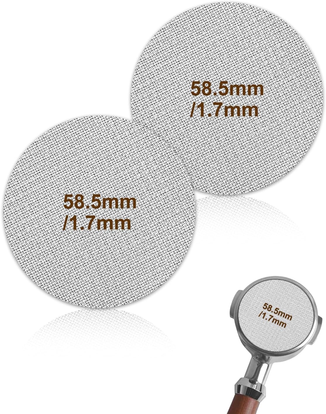 2 Pack Puck Screen 58.5mm, Coffee Puck Screen Premium 316 Stainless Steel Reusable Filter - 1.7mm Thickness 150μm