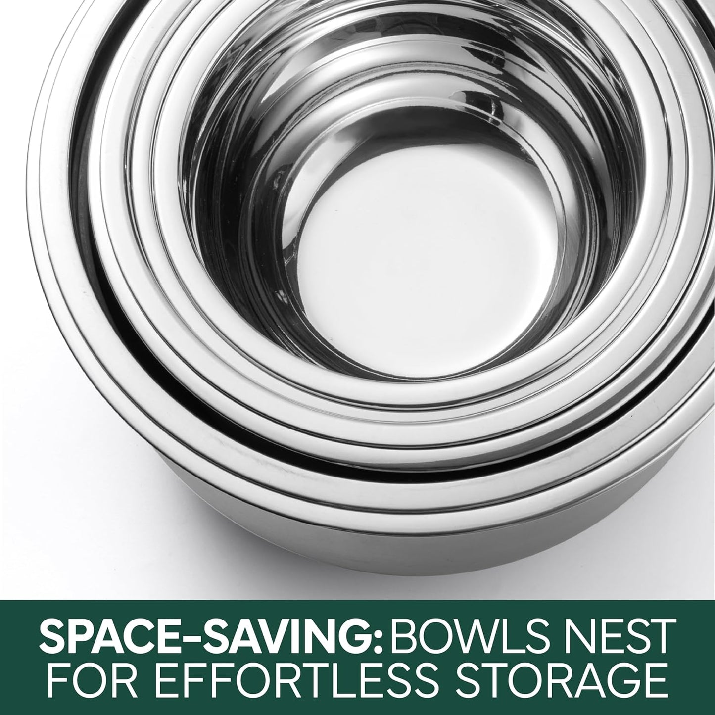 COOK WITH COLOR Stainless Steel Mixing Bowls Set with Lids - Nesting Bowls with Non-Slip Bottom, Sage, 12 Pieces