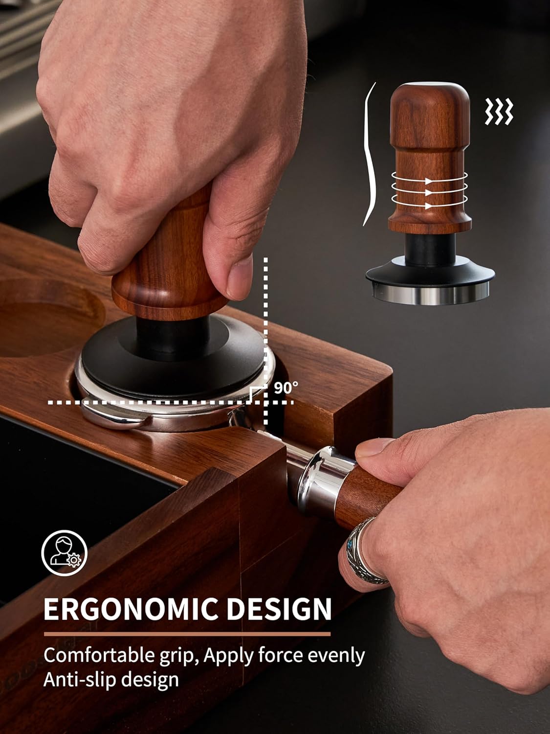 53.3mm Espresso Tamper,Premium Barista Coffee Tamper with Constant 30lb Calibrated Spring Loaded,Stainless Steel Base and Mahogany Hand,Fits for All 53mm54mm Portafilters,Espresso Accessories