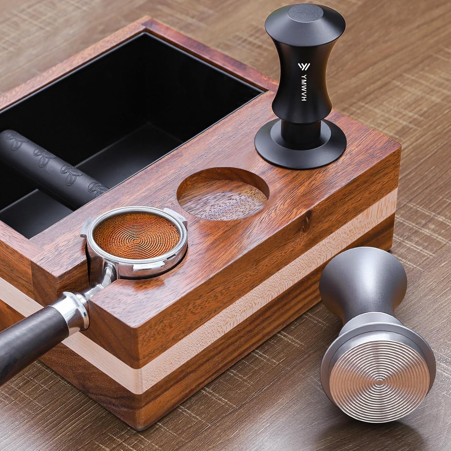 Espresso Tamper 58.3mm Barista Coffee Tamper with Dual Spring Loaded 100% Stainless Steel Ripple Base, Constant 30lb, Compatible with Espresso Machine Rancilio, Gaggia Portafilter, E61 Group(Silver)