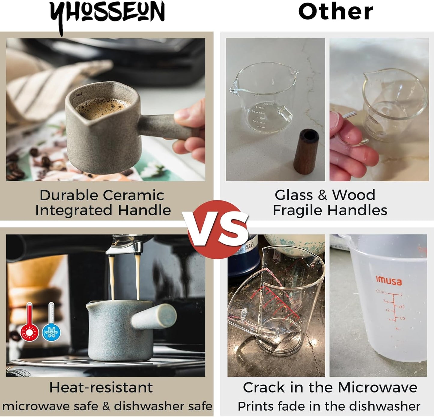 Espresso Cups Ceramic, Espresso Measuring Cups with Dual Measurement Scale, Expresso Shots Cup with Handle, Espresso Accessories, 3 Oz/ 90 Ml, Blue