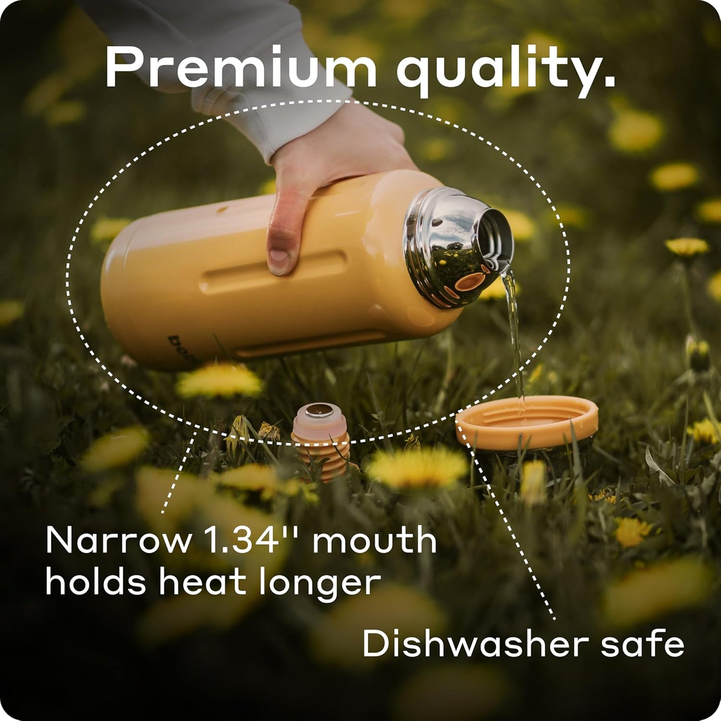 BOBBER 26 oz Stainless Steel Thermos for Hot Tea, Coffee, and Cold Drinks – BPA-Free, Dishwasher Safe Vacuum Insulated Water Bottle – Keeps Drinks Hot for 36 Hours (Orange)