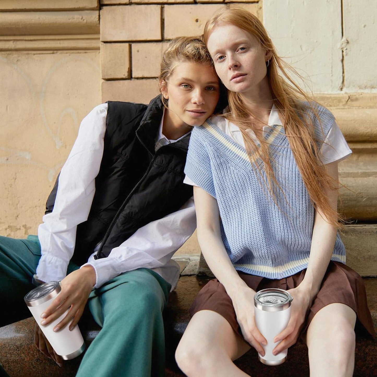 20 oz Tumbler with Lid Stainless Steel Double Wall Vacuum Insulated Tumblers Powder Coated Cups Travel Mug Keep Drinks Cold and Hot, White