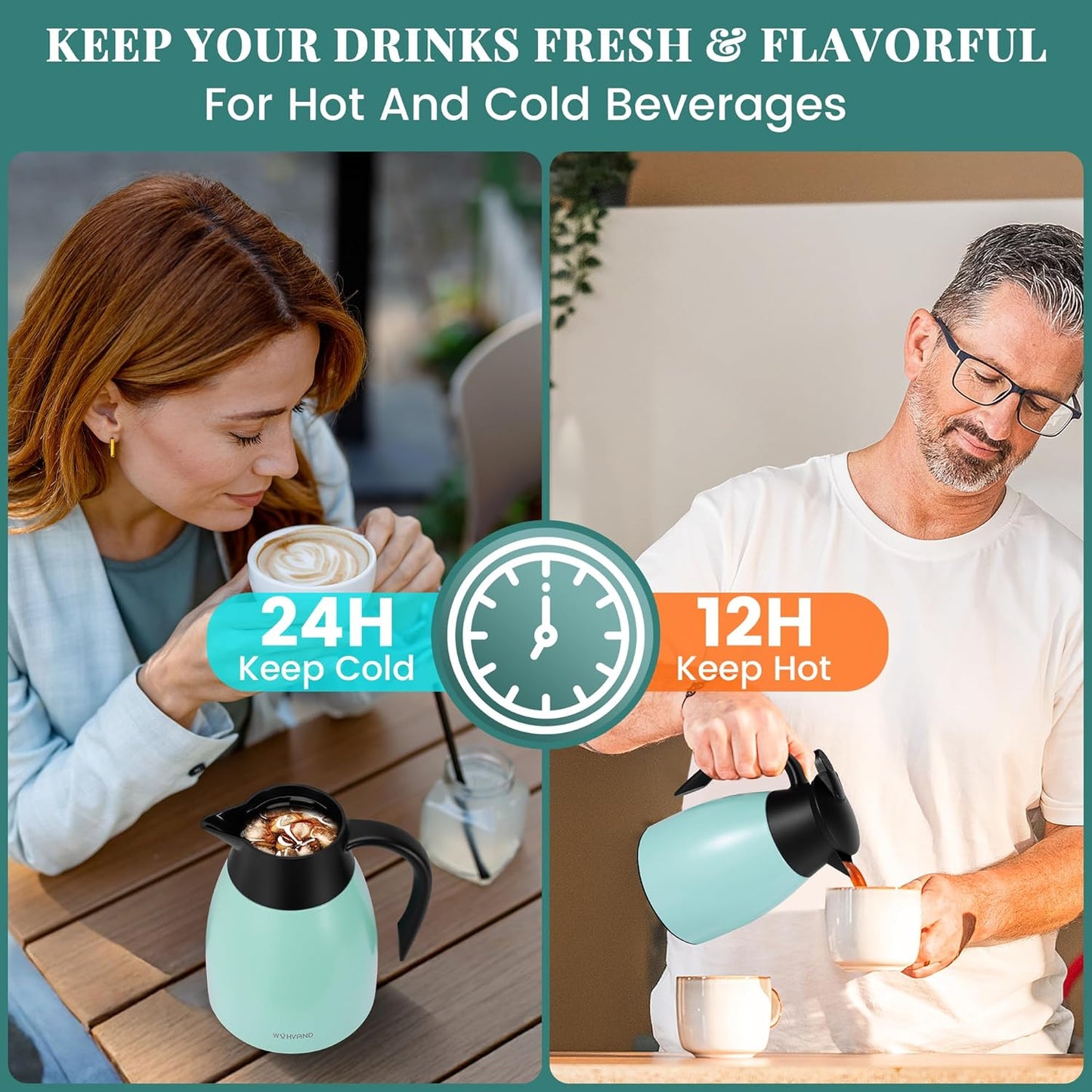 34 Oz Thermal Coffee Carafe, Stainless Steel Insulated Vacuum coffee crafts to keep coffee hot, 1 Liter Tea Water Coffee and Beverage Dispenser (Blue)