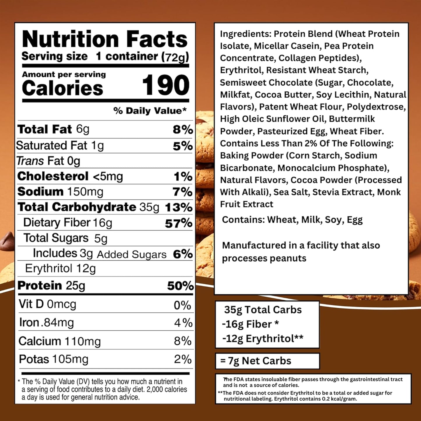 Bootylicious | High-Protein Muffin | 25g Protein, 7g Net Carbs, 1.86-1.76oz Cup, 12-Pack (Chocolate Chip)