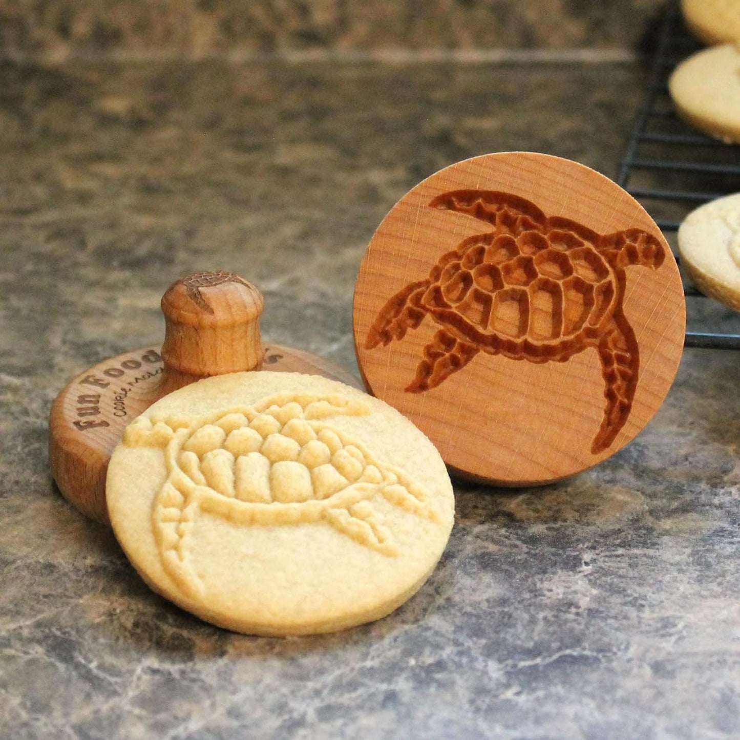 Wood Cookie Stamp, 2.5 Inch (Sea Turtle CS-018)