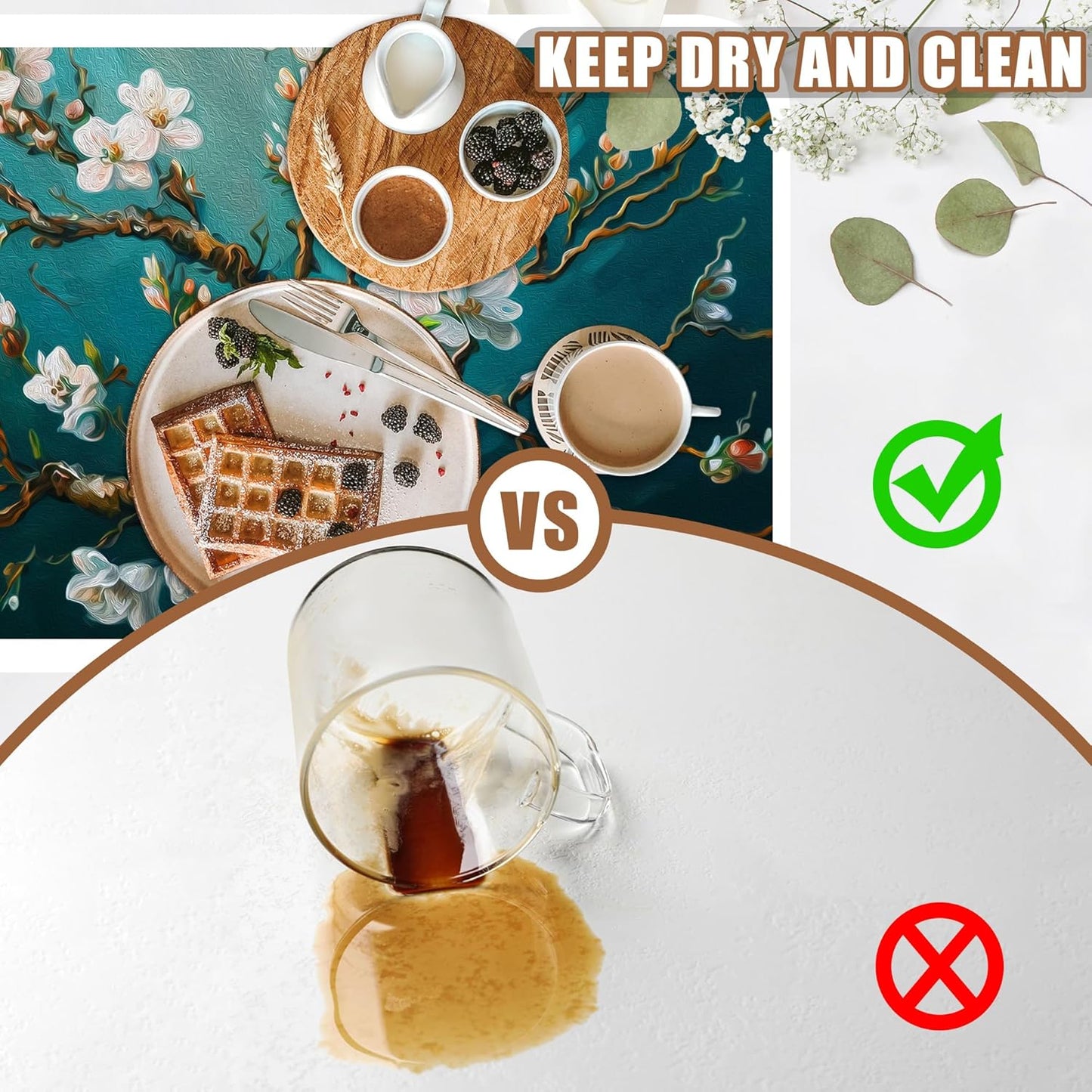 Blossoming Almond Tree Dish Drying Mat for Kitchen Counter Bar Mat Hide Stain Absorbent Rubber Backed Coffee Mat Coffee Maker Espresso Machine Bar Accessories 15.7 x 23.6 Inch