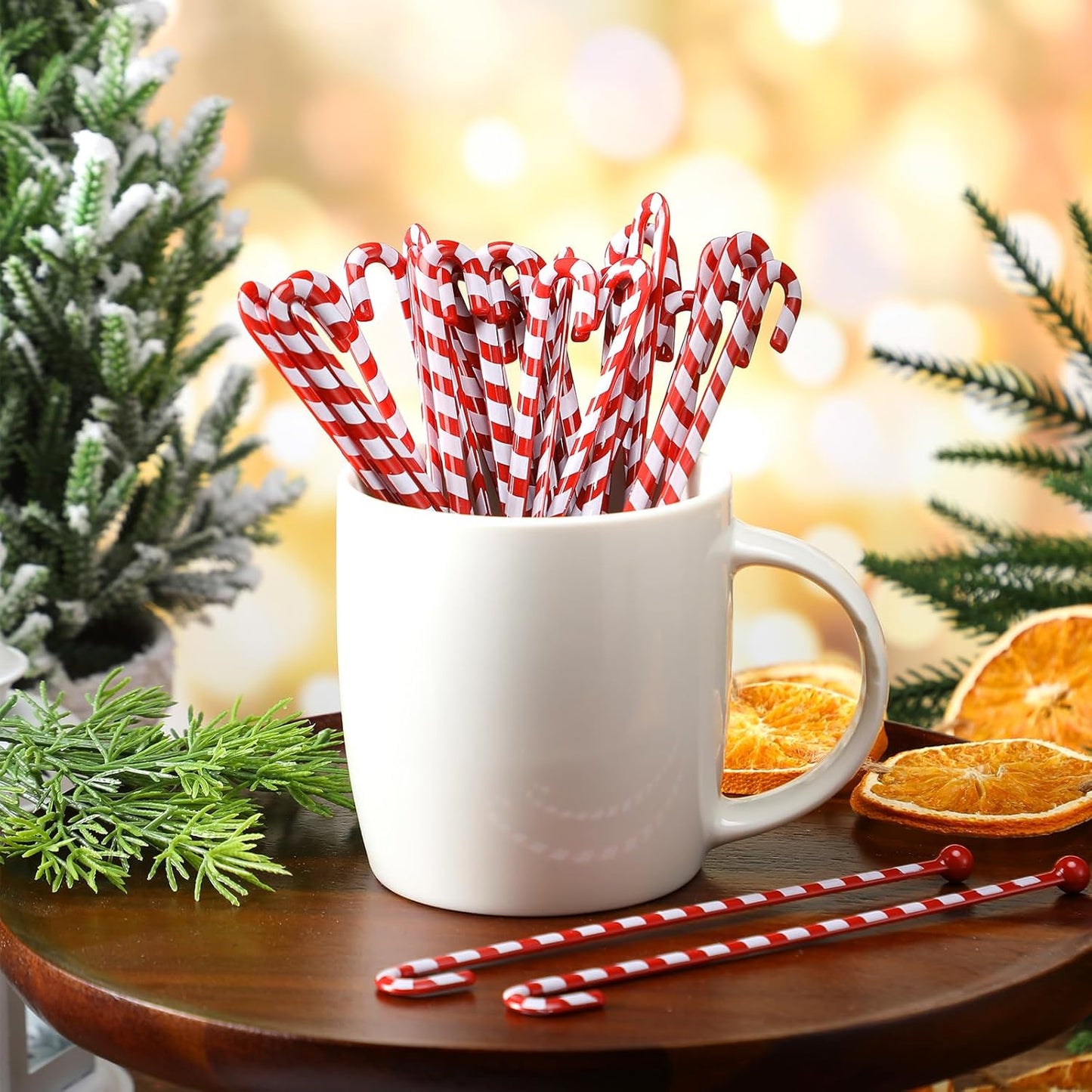 30 Pcs Christmas Drink Stirrers Xmas Stir Stick Holiday Coffee Swizzle Stick Reusable Plastic Hot Cocoa Bar Chocolate Decoration Cocktail Mixer(Candy Cane,Red and White)