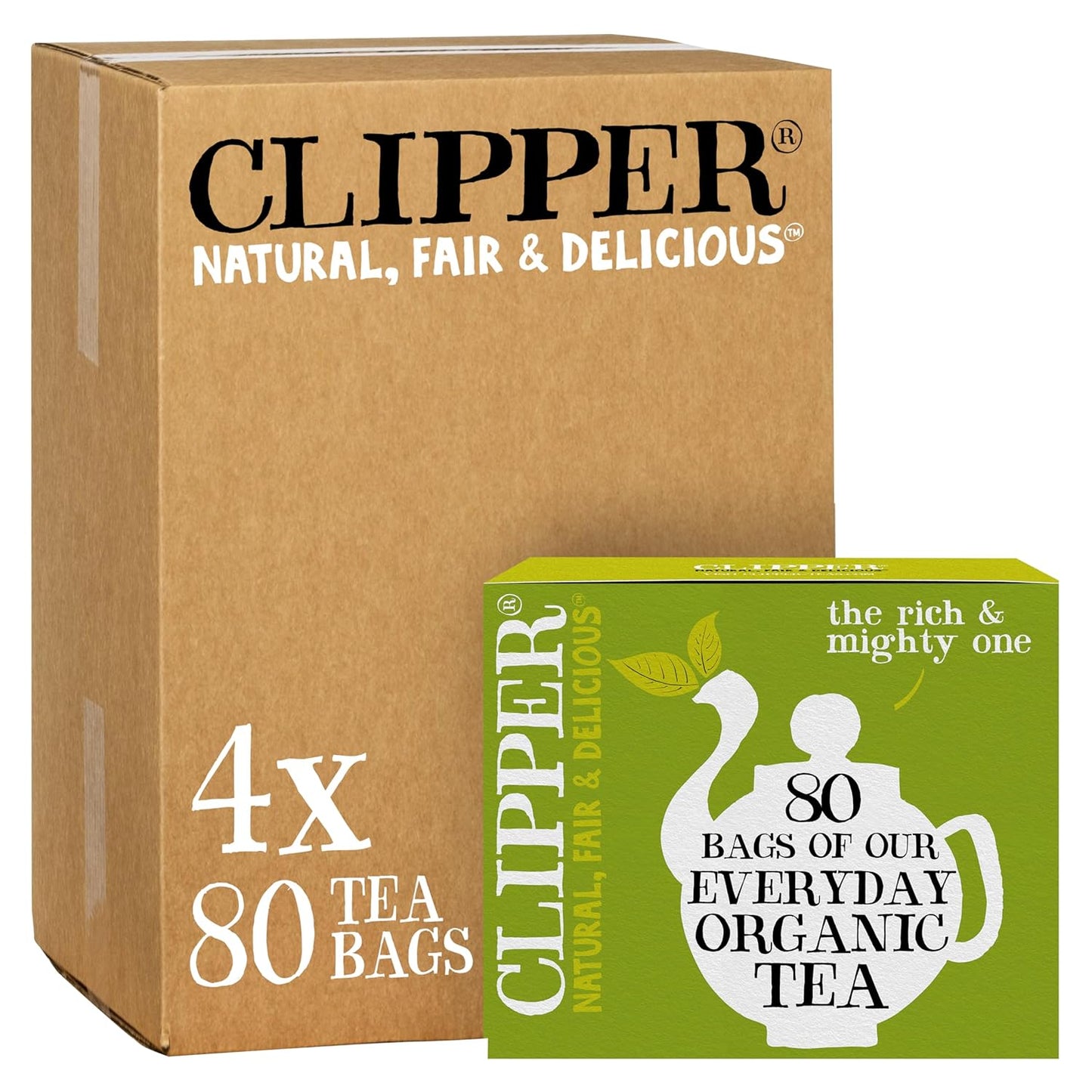 Clipper Tea Organic Fairtrade Everyday - USDA Organic, Non-GMO, Fair Trade, Sustainable Caffeinated British Tea, 4 Pack, 320 Unbleached Tea Bags - New Foil Free 100% recyclable packaging