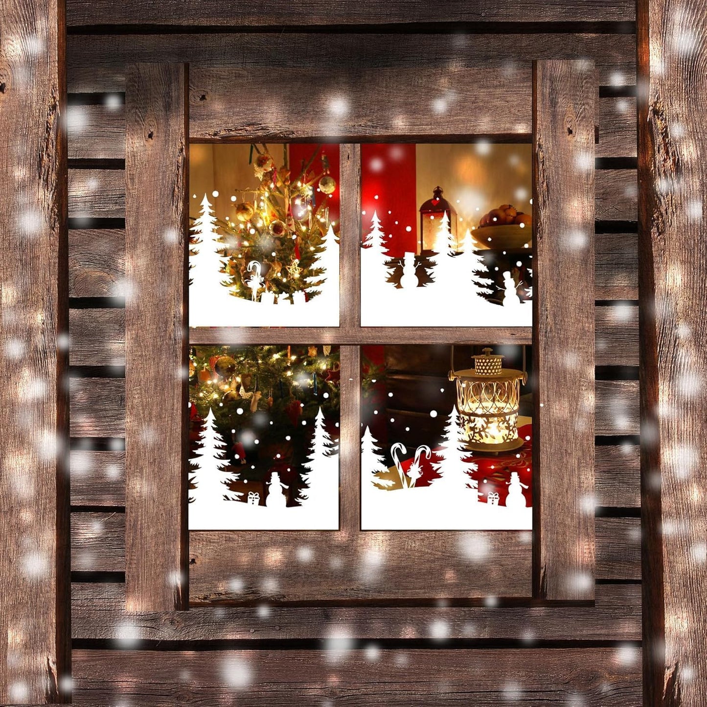 Christmas Stencils for Window Glass Large Christmas Stencil Reusable 53.1” Winter Forest House Village Holiday Drawing Templates for Painting on Window Wall Doormat Glass Wood