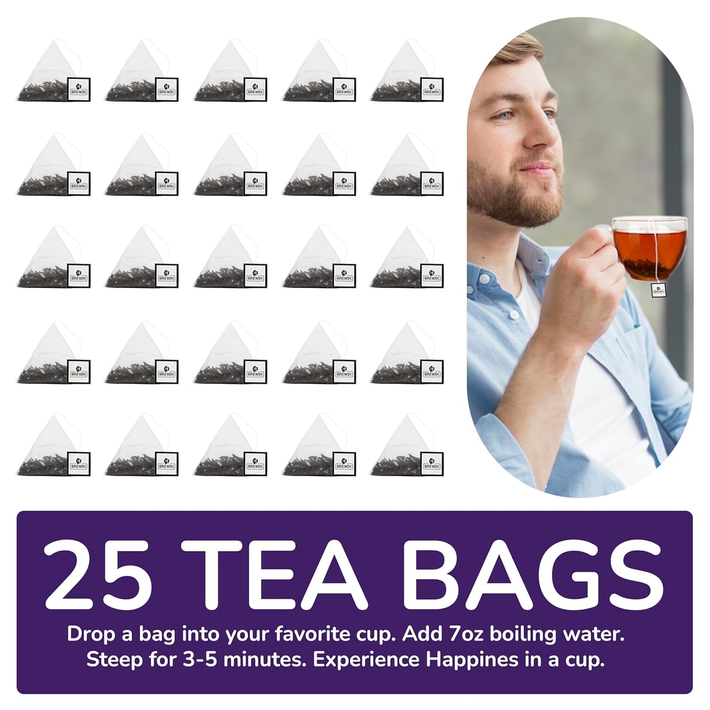 BREWIX, Earl Grey with Lavender Tea, Picnic in Paris Black Tea (25 Pyramid Tea Bags) | Black Tea with Bergamot, Lavender and Vanilla Notes | Gourmet Tea