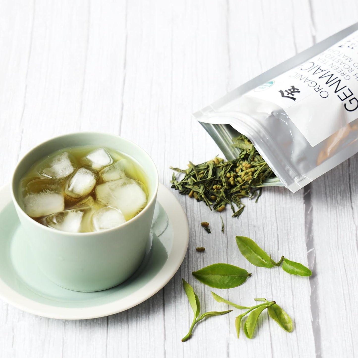 TOMOSAN Organic Genmaicha Tea - Loose Leaf Japanese Premium Green Tea - Genmai Matcha Roasted Brown Rice Blend, USDA Certified, Uji-Kyoto, 100g/3.5oz