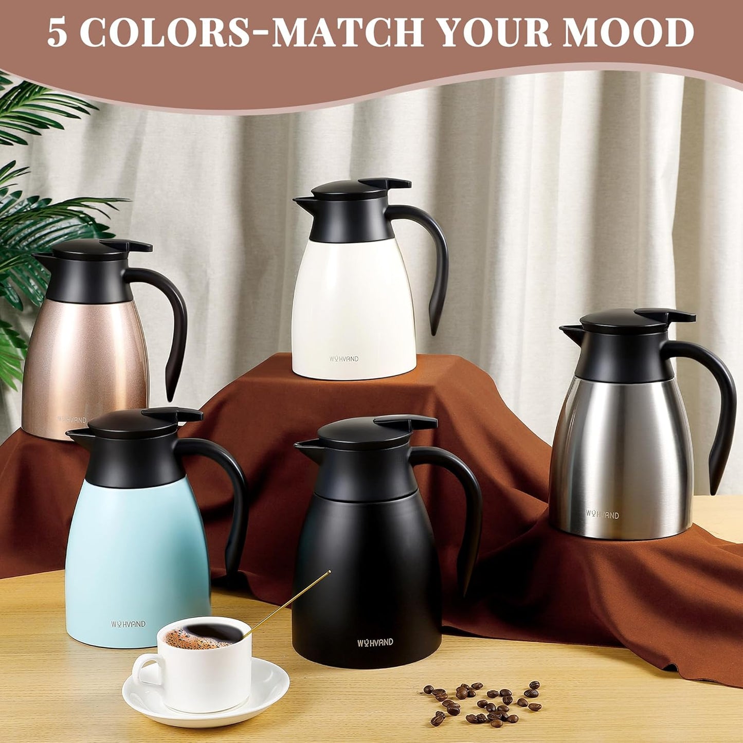 34 Oz Thermal Coffee Carafe, Stainless Steel Insulated Vacuum coffee crafts to keep coffee hot, 1 Liter Tea Water Coffee and Beverage Dispenser (Copper)