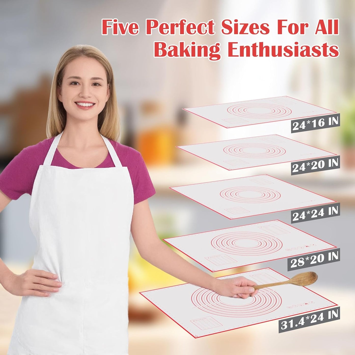 BlueBark 1 PCS - 32"L x 24"W Non-stick Silicone Baking Mat for Pastry & Dough, Sourdough Bread Making Tools, Kitchen Counter, Cooking Enthusiasts