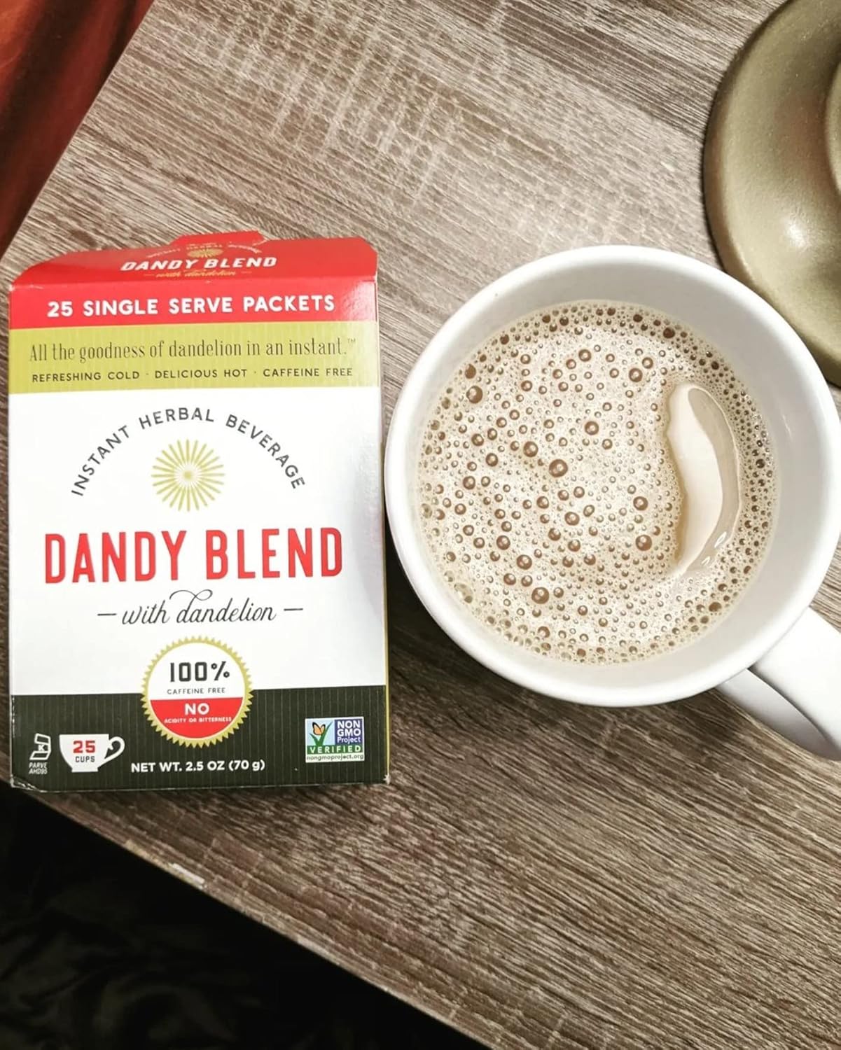25 Individual Servings of Original Dandy Blend Instant Herbal Beverage with Dandelion, 2.5 oz Box
