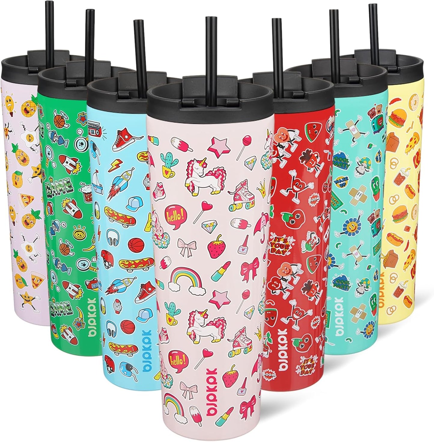 BJPKPK 30oz Insulated Tumbler With lid And Straw Stainless Steel Tumblers Travel Coffee Mug Reusable Thermal Cup,Unicorns