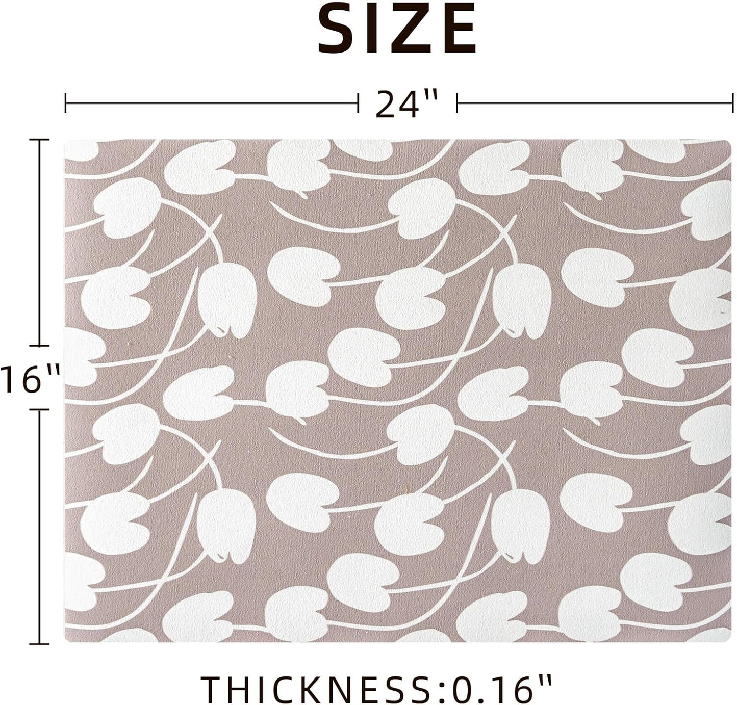 Dish Drying Mat Absorbent Coffee Mat Rubber Backed Soft Silicone Kitchen Counter Mats for Home Kitchen Bathroom Coffee Bar (Tulip, 16 x 24 Inches)