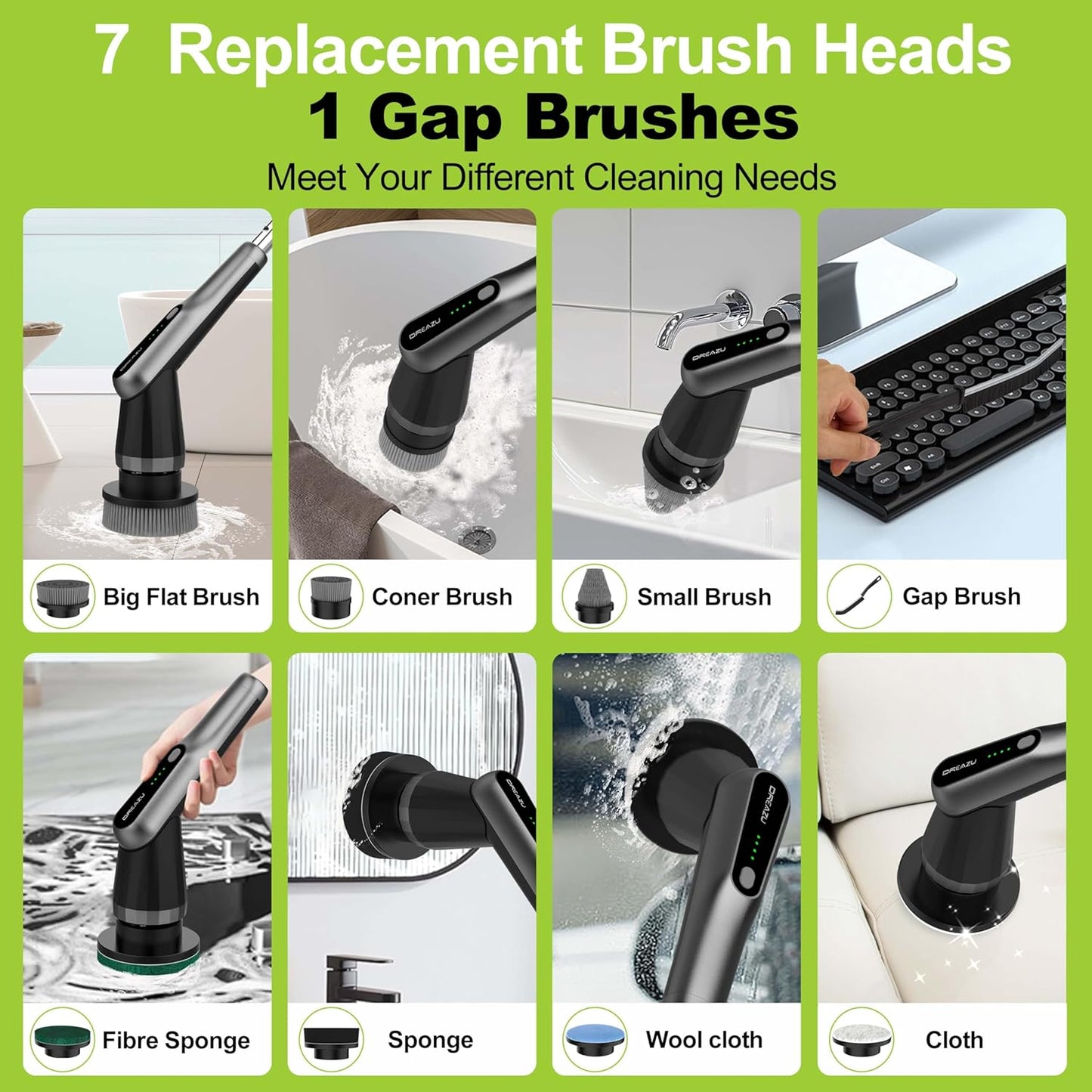 G2-Pro Electric Spin Scrubber - Upgraded 12-in-1 Scrubber Brush Electric, Retractable Handle & 2-Speed for Bathroom, Bathtub, Kitchen, Tile Floors（White/Gray Brush Head）