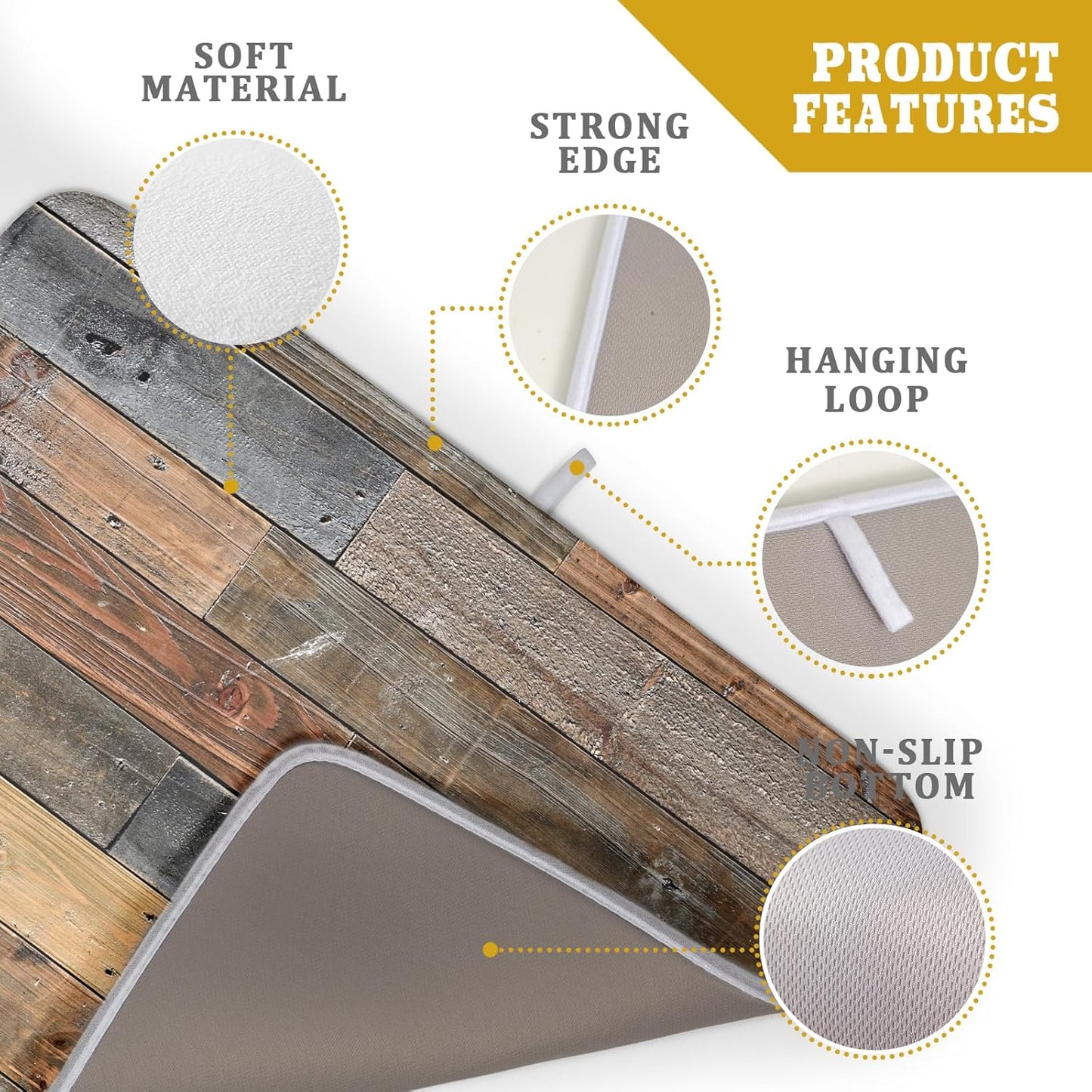 Giwawa Wood Grain Dish Drying Mat for Kitchen Countertop, Rustic Wooden Board Dish Drainer Mats, Vintage Country Style Barnwood Absorbent Reversible Microfiber Dish Drying Pad, 18x24 inch Large