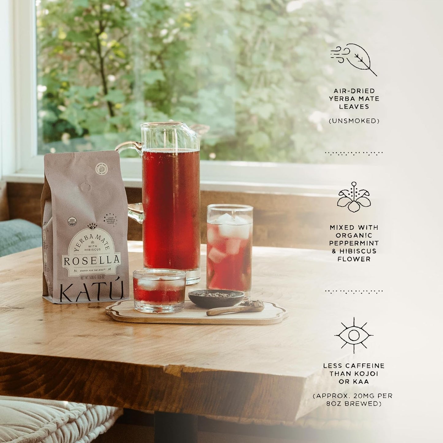 Katú Ka’a + Rosella Yerba Mate Tea – Variety 2-Pack (1 x Ka’a + 1 x Rosella, 500g Each) – Organic Loose-Leaf Blend with Hibiscus, Peppermint & Stevia – 1kg Total