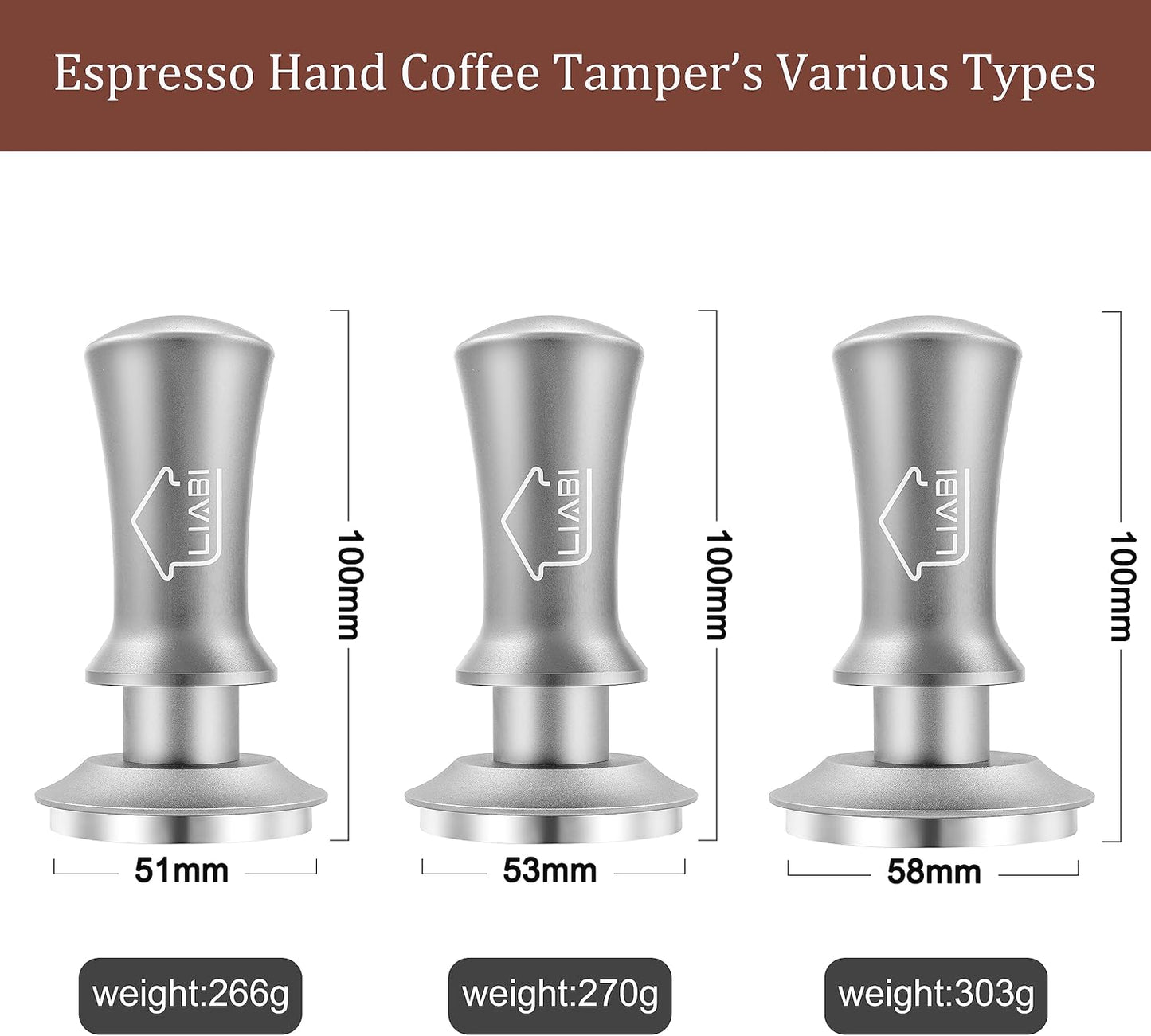 Coffee Tamper 51mm, Espresso Tamper with 2 Spring Loaded Tamper, Barista Coffee Tamper Tools with Aluminum Tamper Stand Holder, 100% Stainless Steel Flat Base Tamper for Espresso Machine(Silver)