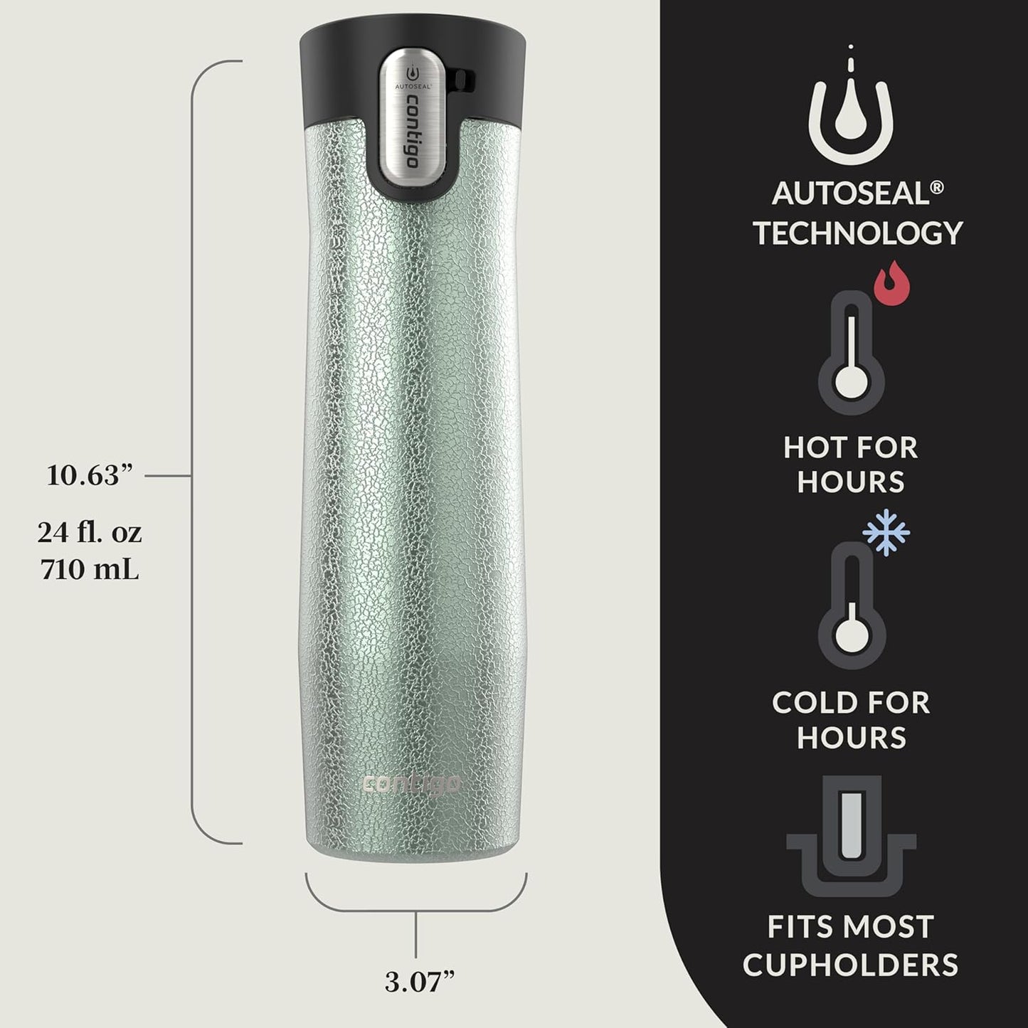 Contigo AUTOSEAL West Loop Vacuum-Insulated Stainless Steel Travel Mug with Easy-Clean Lid 24 oz Crystal Agave